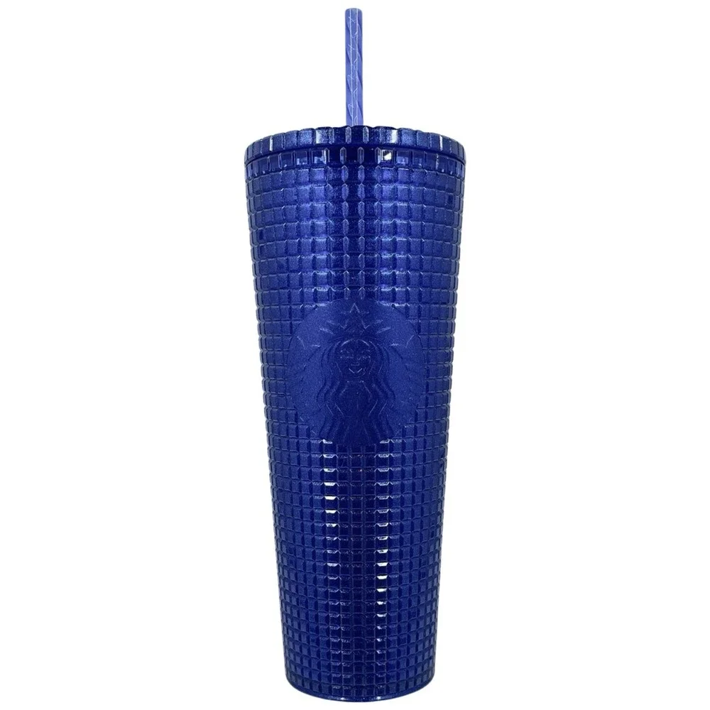 NWT Starbucks Cobalt Blue Grid Cold Cup - Venti - Tumbler - 24 oz - Summer 2023 - Picture 1 of 10